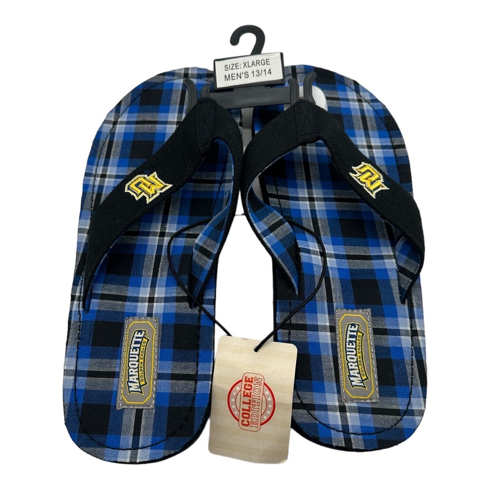 NWT College Edition Marquette Golden Eagles Thong Sandals Slides Men's XL 13/14